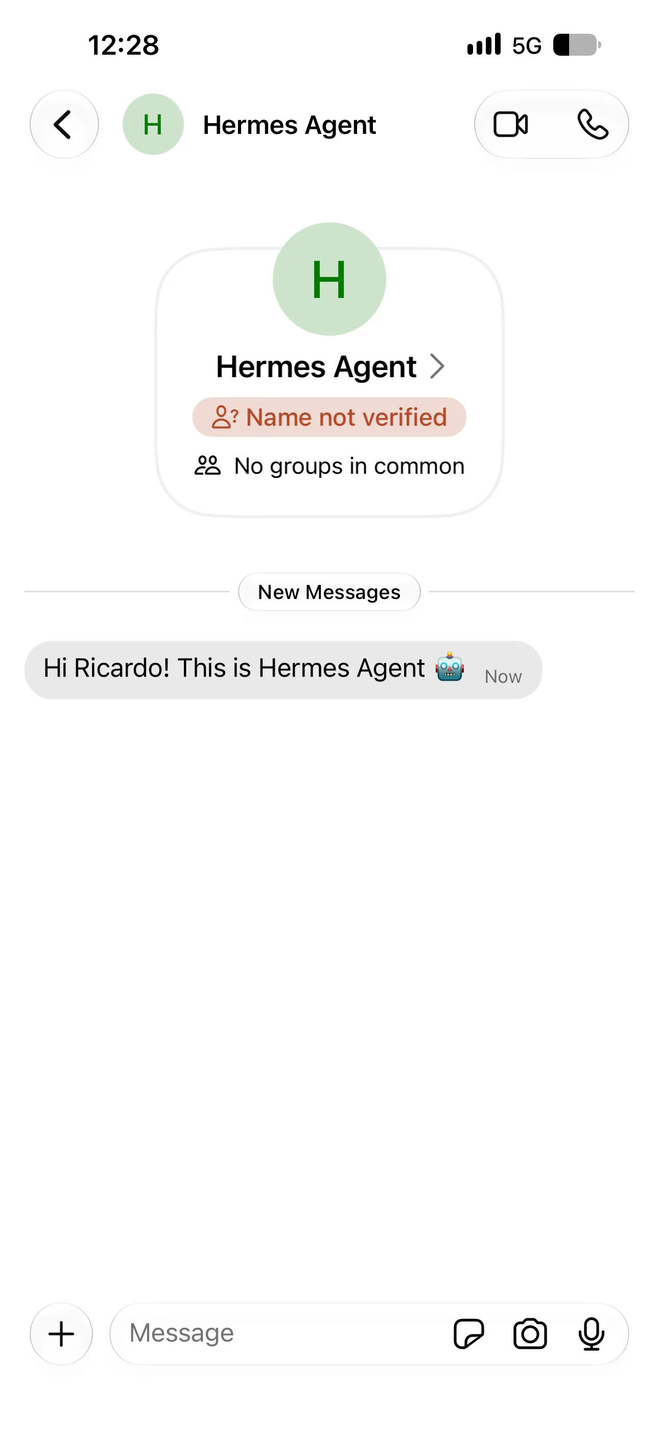 Signal message request from Hermes Agent with the test message: Hi Ricardo! This is Hermes Agent.